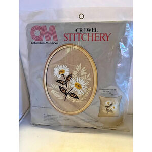 NIP 1982 Columbia Minerva Stamped Cross Stitch Kit Daisies Flowers Vintage Retro